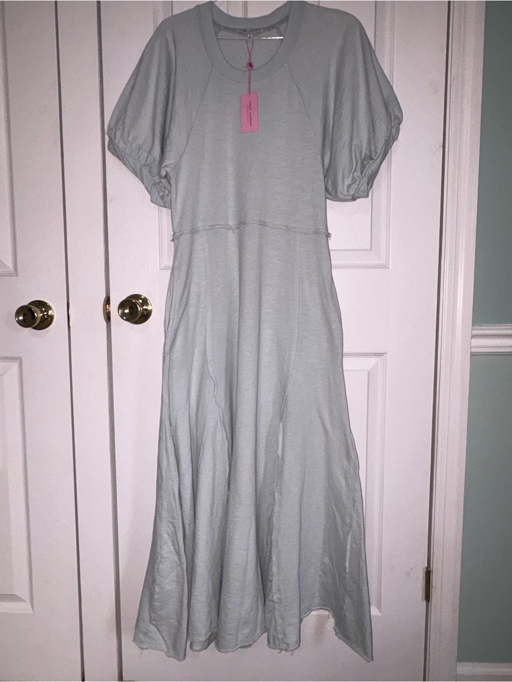 Simply Southern Light Sage Green Puff Sleeve Maxi Dress